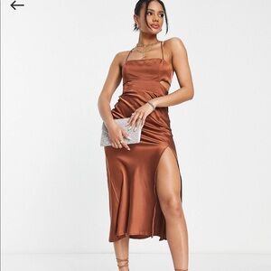 Brown satin dress
